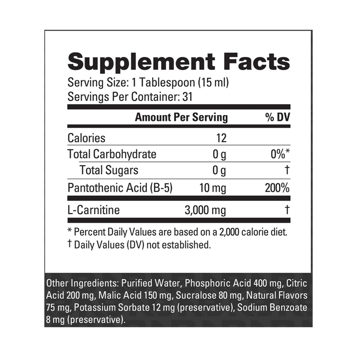 NutraBio - LEANSHOTS L-CARNITINE (3000mg)